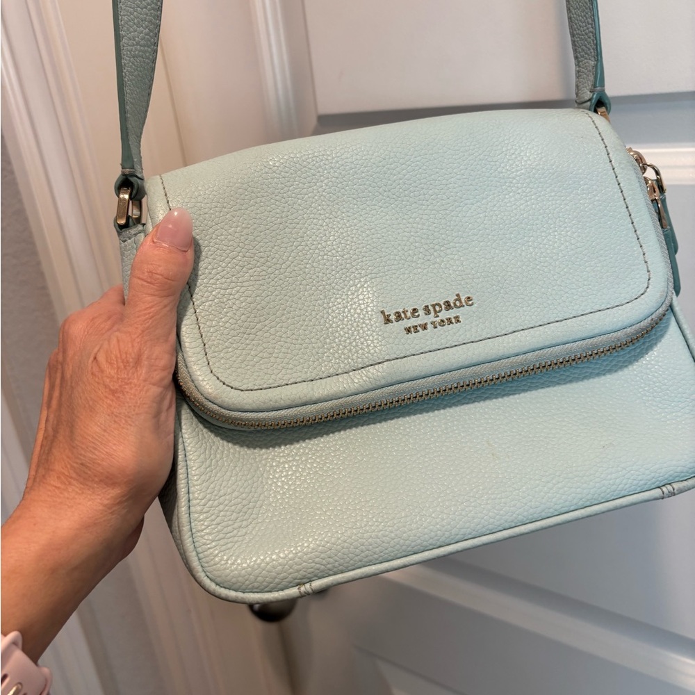 kate spade Mint Aqua Pebbled Leather Crossbody